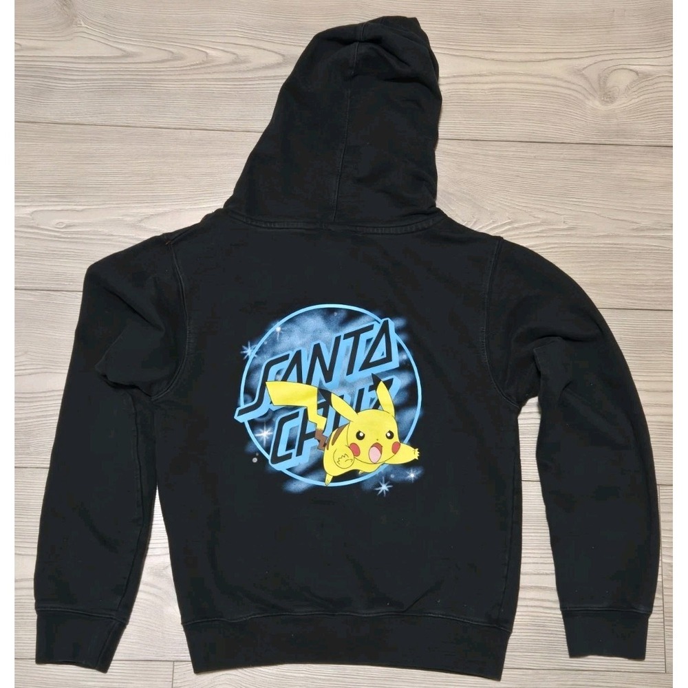 Santa Cruz x Pokemon Hoodie Spray Dot Pikachu Black Pullover Youth‎ Small